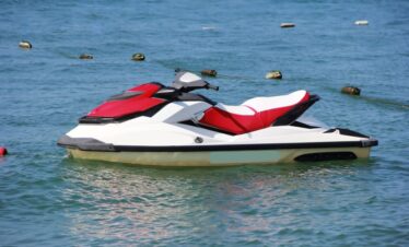 sea motorcycle jetski scooter on a background of blue sea